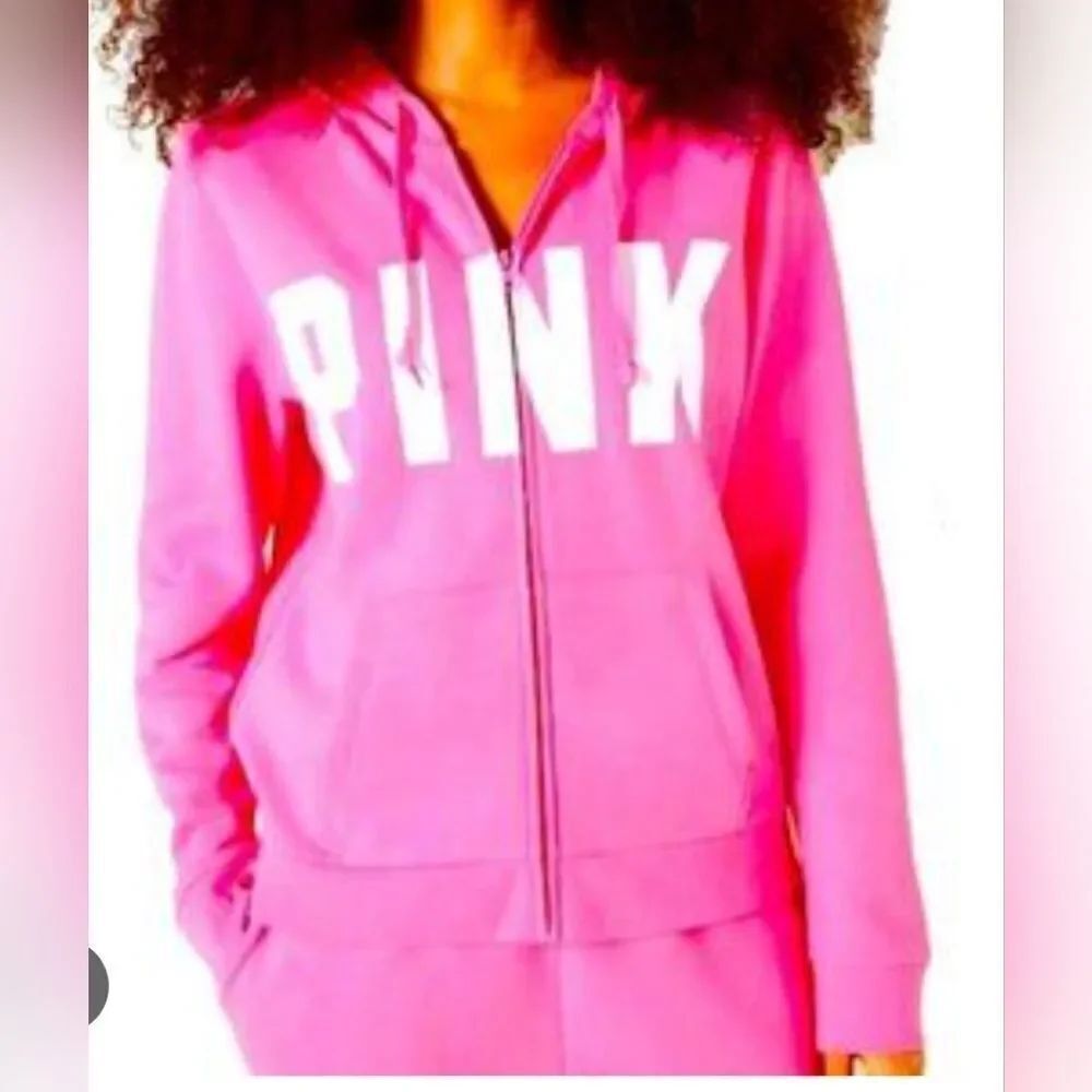 PINK Victoria's Secret Pink Hooded Sweatshirt Large Zippered Hoodie